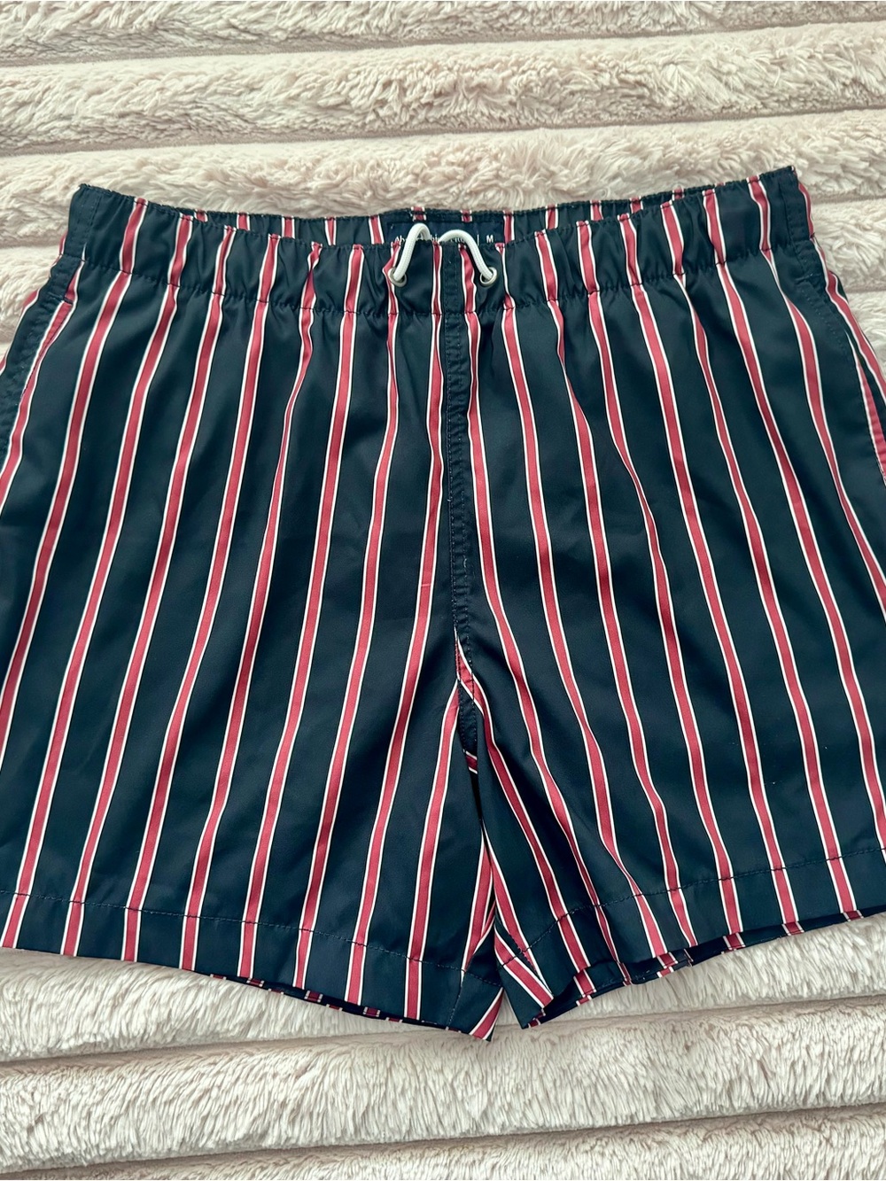 Abercrombie & Fitch Navy with Red and White Stripe Swim Trunks